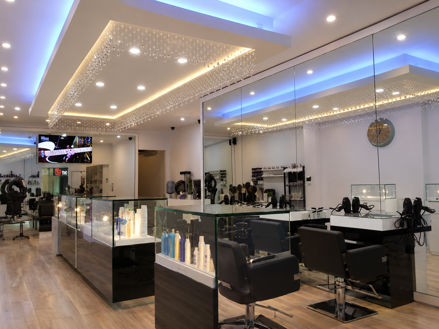 Hair Zone styling chairs, mirrors and salon lighting